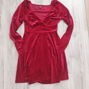 Sparkling Red Long Sleeve Dress
